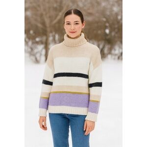 Anthropologie ALDOMARTINS Striped Turtleneck Sweater Aldo Martins Wool Small